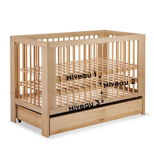 Olivia Lit Bébé à Barreaux 120x60    Bois   Avec Tiroir