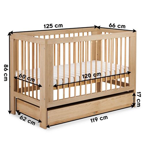 Olivia Lit Bébé à Barreaux 120x60    Bois   Avec Tiroir