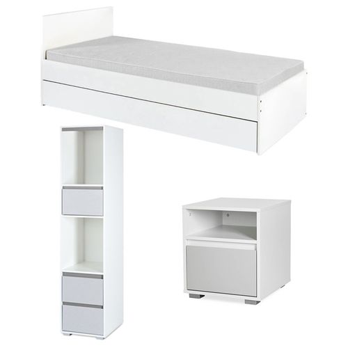 Dalia Chambre Enfant Adolescent Avec Lit, Chevet, Etagère Blanc