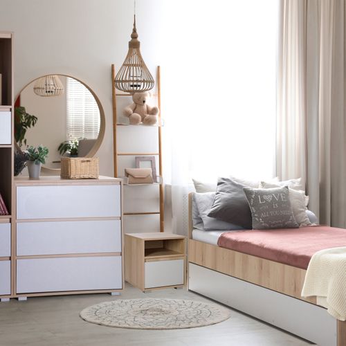 Dalia Chambre Enfant Adolescent Avec Lit, Chevet, Etagère Hêtre
