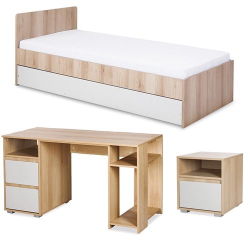 Dalia Chambre Enfant Adolescent Avec Lit, Chevet, Bureau Hêtre
