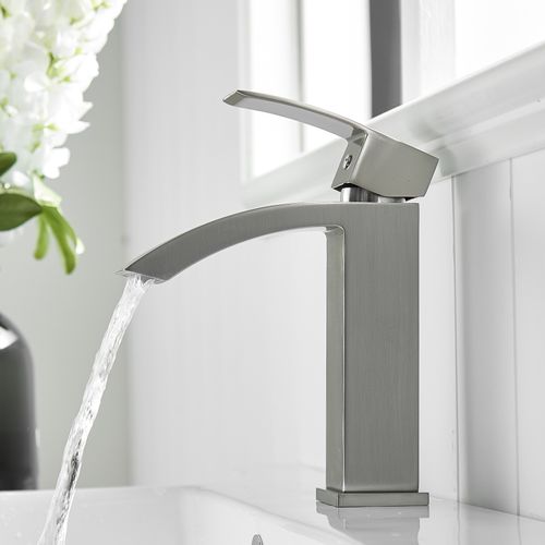 Robinet Mitigeur Bec Cascade Lerio Chrome Brossé Pour Salle De Bain