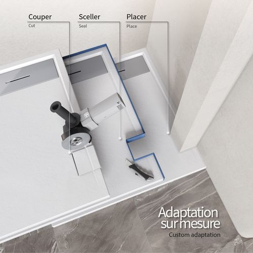 Receveur De Douche Hiemal Inox 90 X 90 Cm Résine Blanc Aspect Ardoise + Bonde Inox Incluse