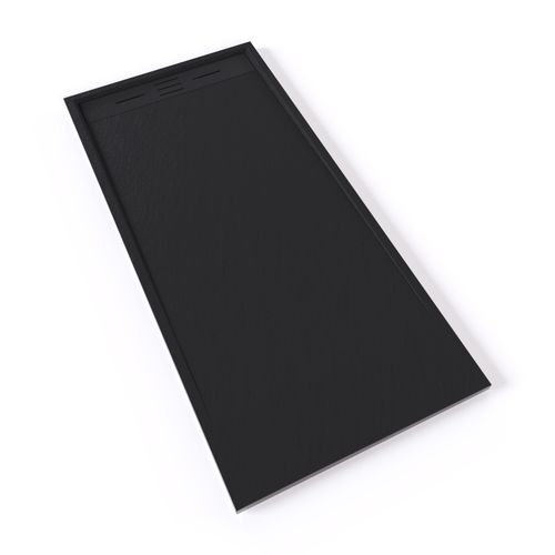 Receveur De Douche Hiemal 80 X 170 Cm Résine Noir Aspect Ardoise + Bonde Incluse
