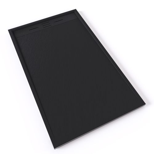 Receveur De Douche Hiemal 90 X 150 Cm Résine Noir Aspect Ardoise + Bonde Incluse