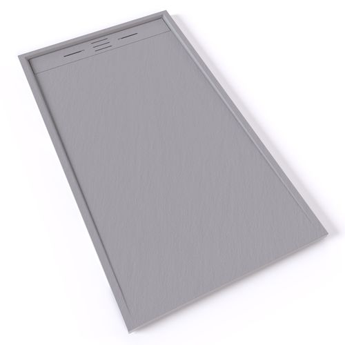 Receveur De Douche Hiemal 90 X 160 Cm Résine Gris Aspect Ardoise + Bonde Incluse