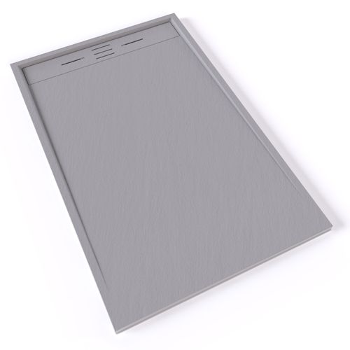 Receveur De Douche Hiemal 90 X 140 Cm Résine Gris Aspect Ardoise + Bonde Incluse