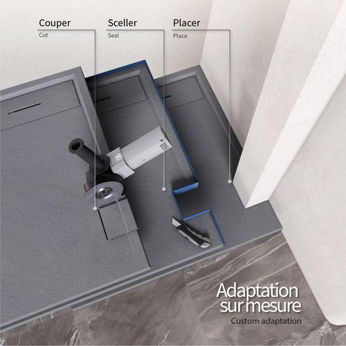 Receveur De Douche Hiemal 90 X 120 Cm Résine Gris Aspect Ardoise + Bonde Incluse