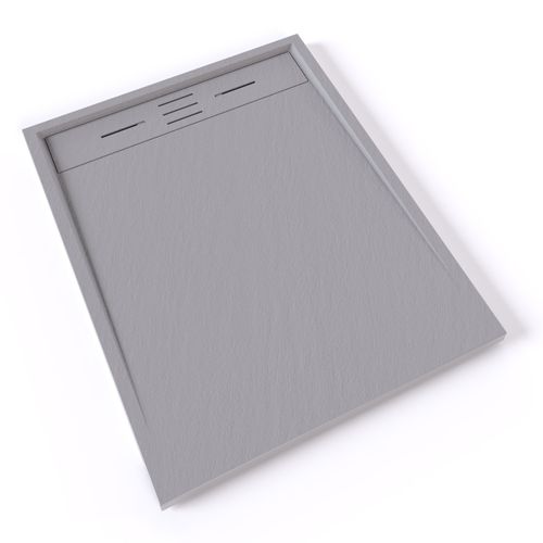 Receveur De Douche Hiemal 80 X 100 Cm Résine Gris Aspect Ardoise + Bonde Incluse
