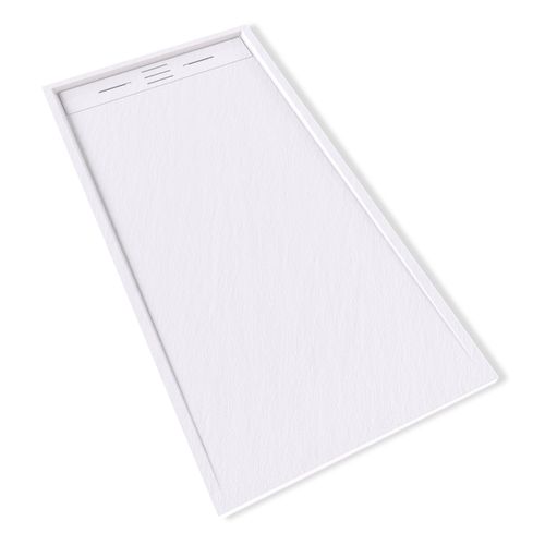 Receveur De Douche Hiemal 80 X 160 Cm Résine Blanc Aspect Ardoise + Bonde Incluse