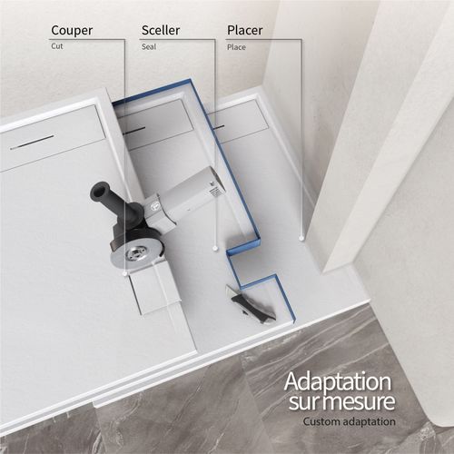 Receveur De Douche Hiemal 80 X 160 Cm Résine Blanc Aspect Ardoise + Bonde Incluse