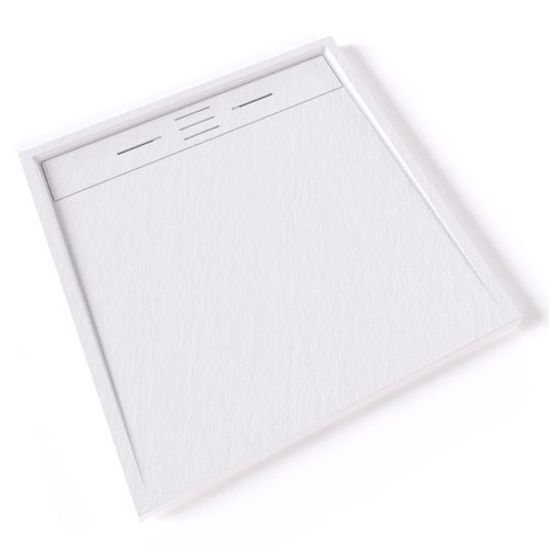 Receveur De Douche Hiemal 90 X 90 Cm Résine Blanc Aspect Ardoise + Bonde Incluse