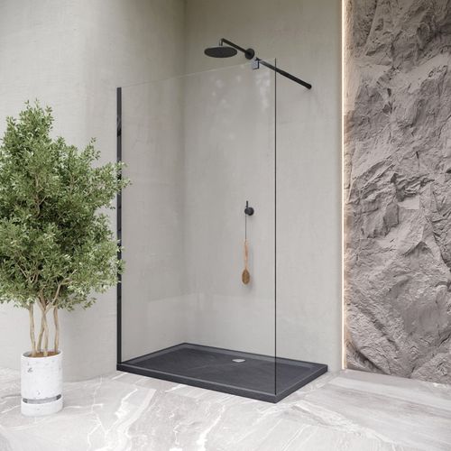 Receveur De Douche Shimmer Stone 80 X 90 Cm Acrylique Gris Effet Pierre + Bonde Et Siphon Inclus