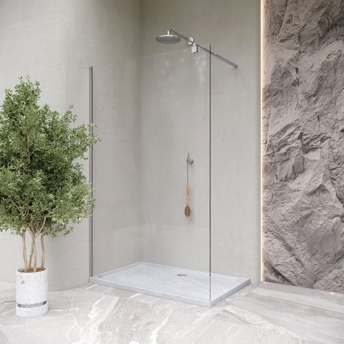 Receveur De Douche Shimmer Stone 90 X 120 Cm Acrylique Blanc Effet Pierre + Bonde Et Siphon Inclus