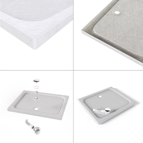 Receveur De Douche Shimmer Stone 85 X 85 Cm Acrylique Blanc Effet Pierre + Bonde Et Siphon Inclus