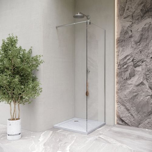Receveur De Douche Shimmer Stone 85 X 85 Cm Acrylique Blanc Effet Pierre + Bonde Et Siphon Inclus