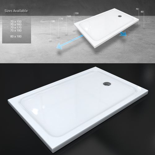 Receveur De Douche Shimmer 70 X 170 Cm Acrylique Blanc + Bonde Et Siphon Inclus