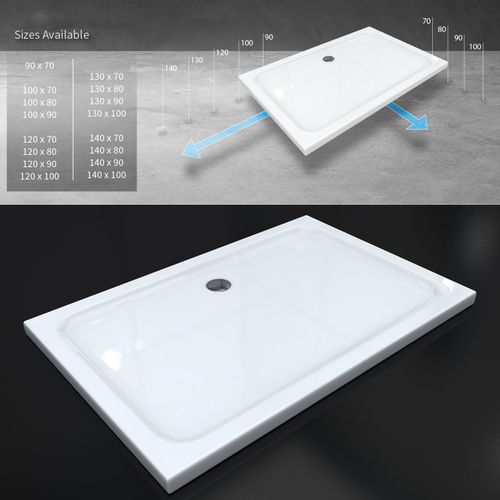 Receveur De Douche Shimmer 80 X 130 Cm Acrylique Blanc + Bonde Et Siphon Inclus