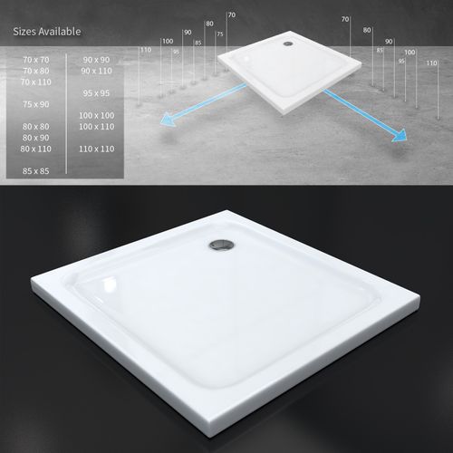 Receveur De Douche Shimmer 95 X 95 Cm Acrylique Blanc + Bonde Et Siphon Inclus