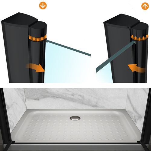 Porte De Douche H195 X L.96 à 100 Cm Verre Transparent - Gina-black