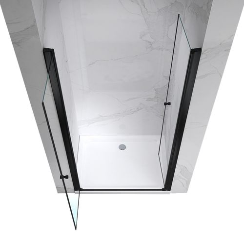 Porte De Douche H195 X L.92 à 96 Cm Verre Transparent - Gina-black