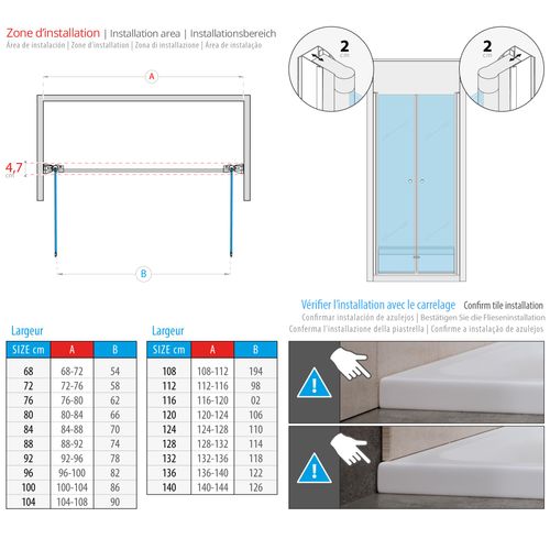 Porte De Douche H195 X L.76 à 80 Cm Verre Transparent - Gina-black