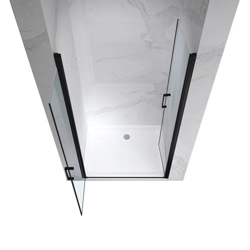 Porte De Douche H195 X L.77-80 Cm Verre Transparent - Kaya-black