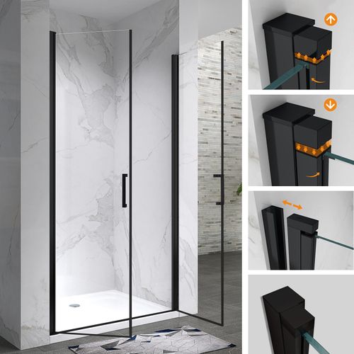 Porte De Douche H195 X L.71-74 Cm Verre Transparent - Kaya-black