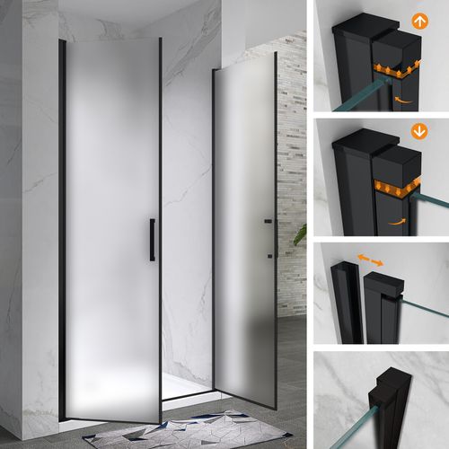 Porte De Douche H180 X L.89-92 Cm Verre Opaque - Kaya-black