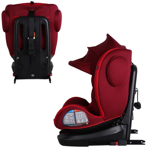 Zeli Siège-auto Évolutif I-size 360° Enfants  40-150 Cm 0-36 Kg Isofix Top Tether Rouge + Canopy