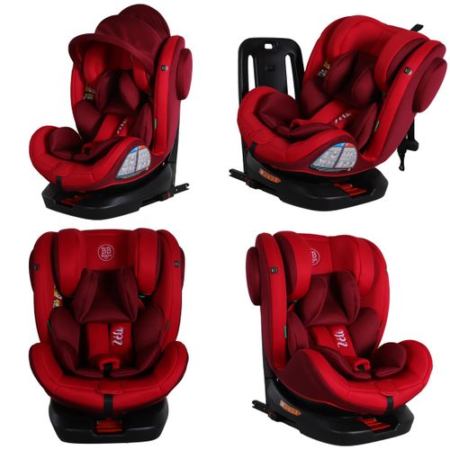 Zeli Siège-auto Évolutif I-size 360° Enfants  40-150 Cm 0-36 Kg Isofix Top Tether Rouge + Canopy
