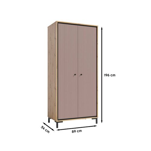 Parii Armoire Penderie 2 Portes 89x196 Cm En Bois Design Contemporain    Rose Antique