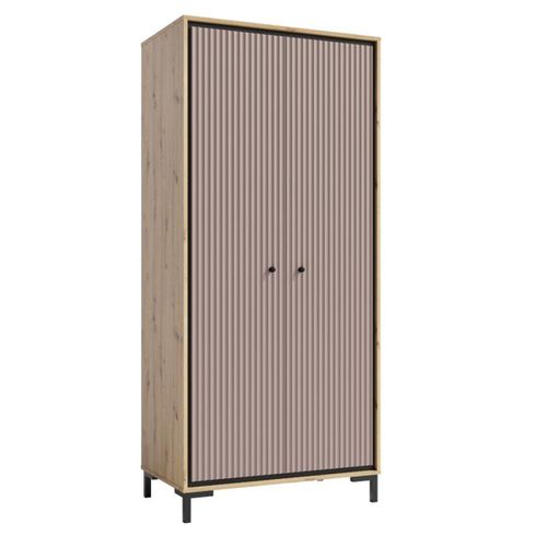 Parii Armoire Penderie 2 Portes 89x196 Cm En Bois Design Contemporain    Rose Antique