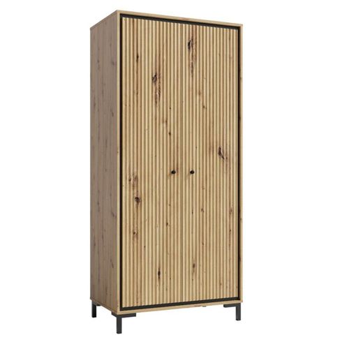 Parii Armoire Penderie 2 Portes 89x196 Cm En Bois Design Contemporain    Bois Naturel