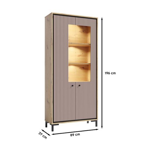 Parii Vaisselier 5 Étages En Bois Vitrine Avec LED 89x196 Cm Design Contemporain    Rose Antique