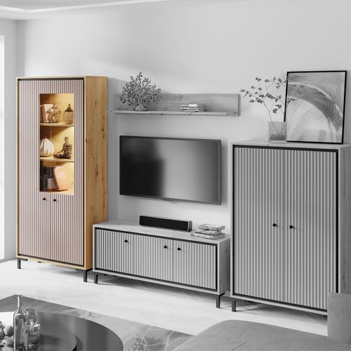 Parii Vaisselier 5 Étages En Bois Vitrine Avec LED 89x196 Cm Design Contemporain    Rose Antique