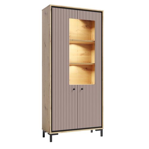 Parii Vaisselier 5 Étages En Bois Vitrine Avec LED 89x196 Cm Design Contemporain    Rose Antique