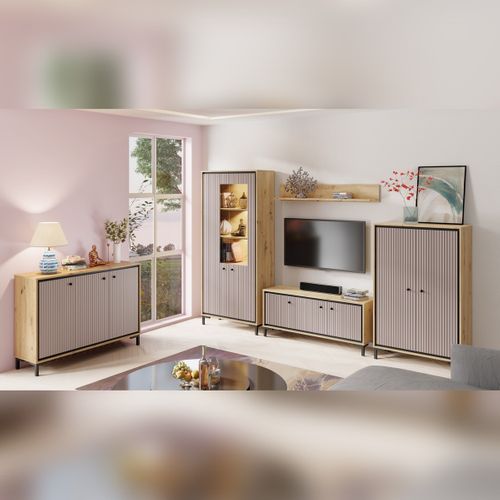 Parii Vaisselier 5 Étages En Bois Vitrine Avec LED 89x196 Cm Design Contemporain    Rose Antique