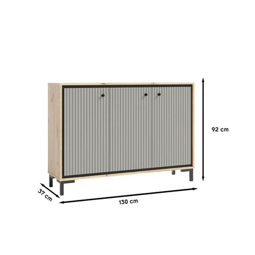 Parii Buffet 3 Portes 130x92 Cm En Bois Design Contemporain    Gris Congo