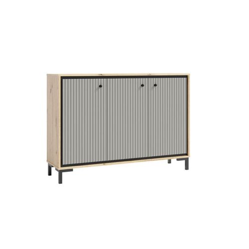 Parii Buffet 3 Portes 130x92 Cm En Bois Design Contemporain    Gris Congo