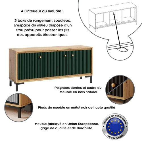 Parii Ensemble De Meubles De Salon Vitrine Armoire Meuble TV Étagère Contemporain Vert Bouteille