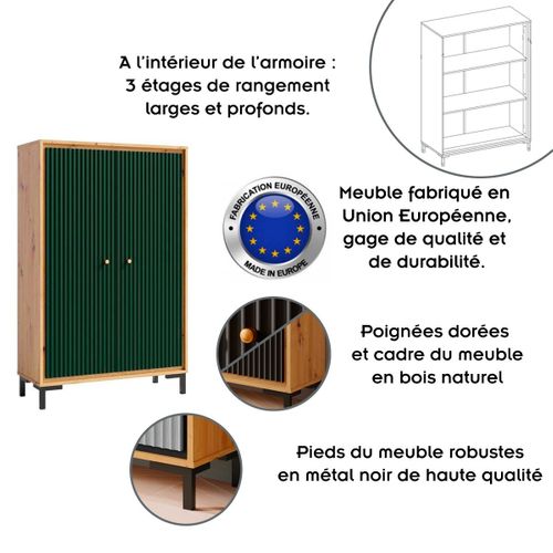 Parii Ensemble De Meubles De Salon Vitrine Armoire Meuble TV Étagère Contemporain Vert Bouteille