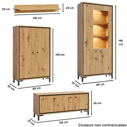 Parii Ensemble De Meubles De Salon Vitrine Armoire Meuble TV Étagère Contemporain Vert Bouteille