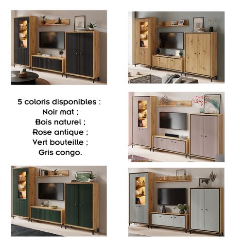 Parii Ensemble De Meubles De Salon Vitrine Armoire Meuble TV Étagère Contemporain Vert Bouteille