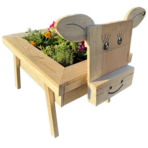Jardinière En Bois Diy à Assembler Avec Bac Plastique De 20l       - Vache