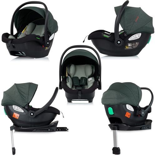 Duo Smart Poussette Jumeaux Ou Enfants Rapprochés Largeur 79 Cm + 2 Cosy Isize Vert Avec Base Isofix