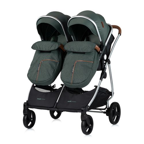 Duo Smart Poussette Jumeaux Ou Enfants Rapprochés Largeur 79 Cm + 2 Cosy Isize Vert Avec Base Isofix