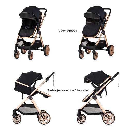 Vista Poussette Combinée Jusqu'à 22 Kg Nacelle Souple, Assise Et Cosy I-size Avec Base Isofix Noir