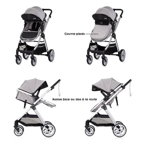 Vista Poussette Combinée Jusqu'à 22 Kg Nacelle Souple + Assise Classique    Gris   + 1 Cosy I-size