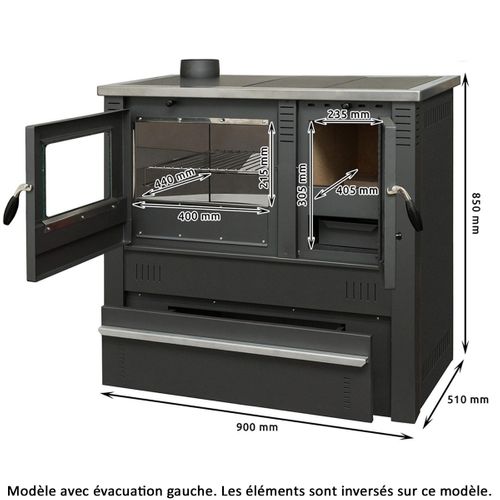 Celimika Eco Cuisinière à Bois A+ 10 Kw Poêle à Bois Avec Four Evacuation Droite D.120 Mm